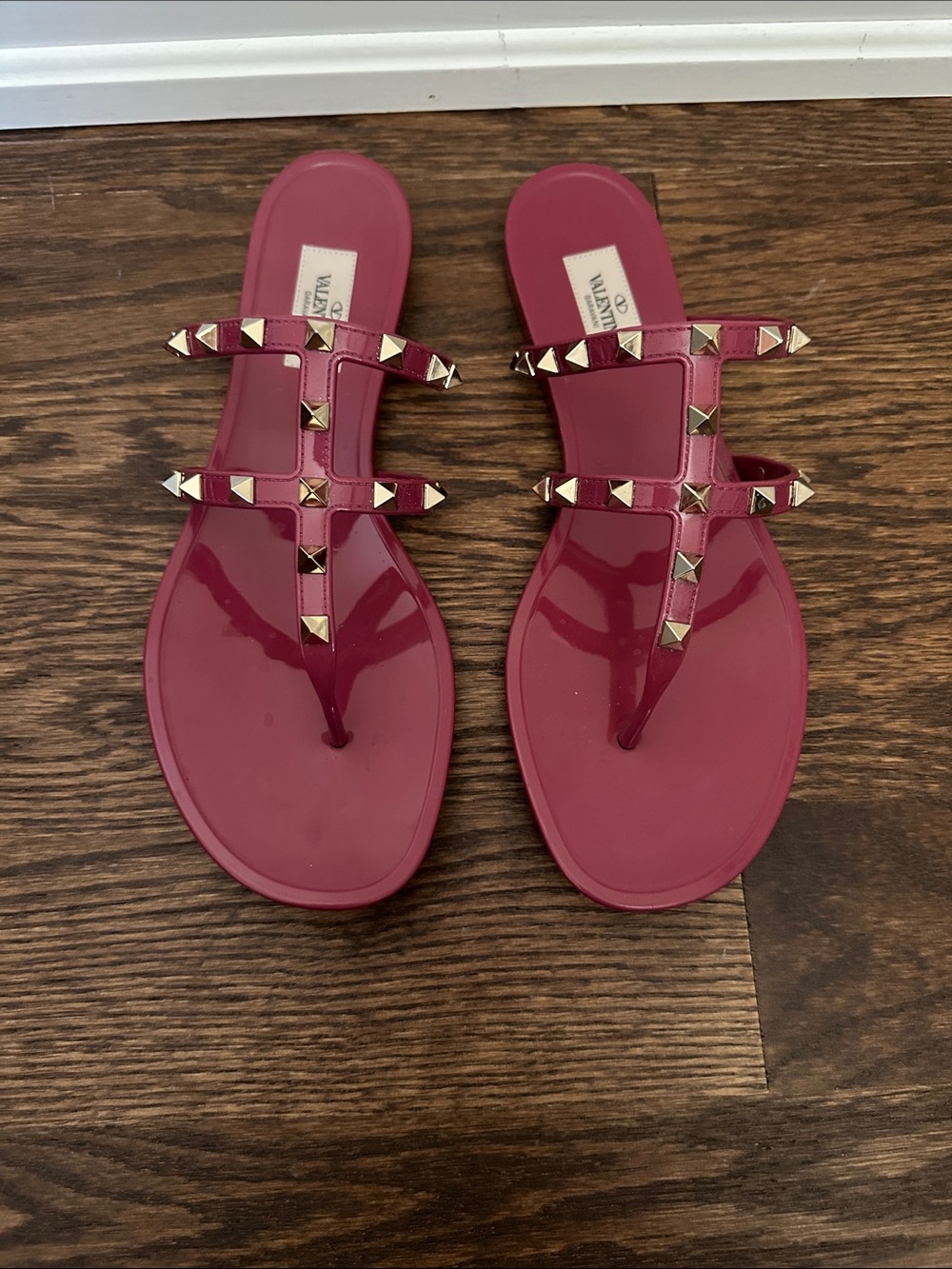 Valentino Pink Jelly Studded Thong Sandals - Picture 7 of 14